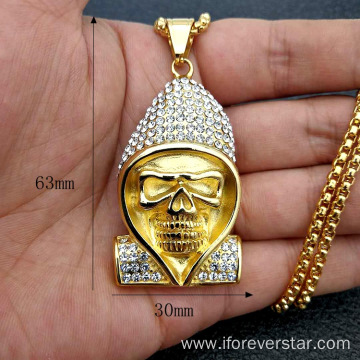 925 Silver Iced Out Skull Pendant Charm